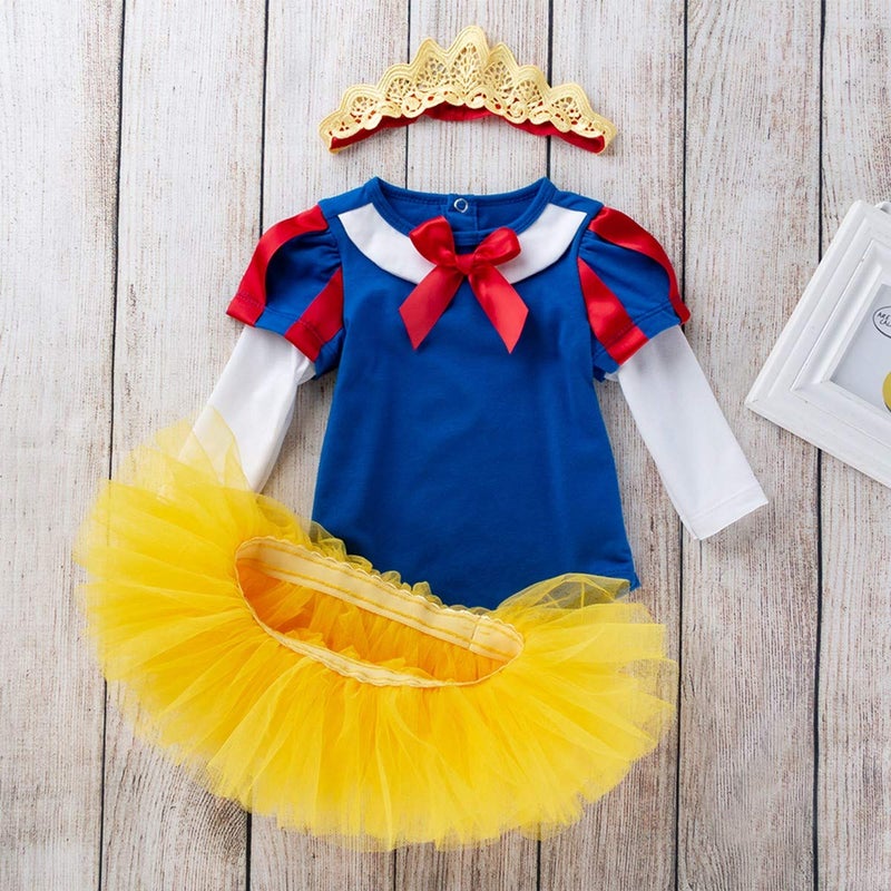 MYRISAM Christmas Costumes for Baby Toddler Girls Snow White Princess Birthday Bodysuit Romper Tutu Dress w/Headband - Image 5